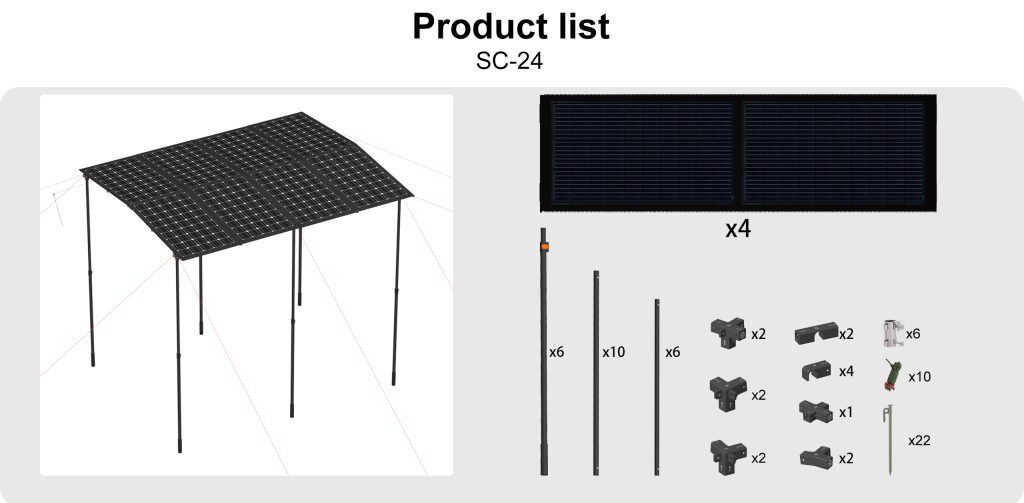 800W solar canopy technical chart for RV camping – WistekEnergy