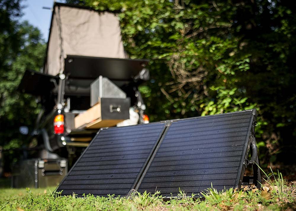 Multi-functional solar canopy with built-in power supply for outdoor use