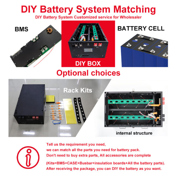DIY Battery Box 16S 280Ah 314Ah LiFePO4 Battery Case with JK PB2A16S20P BMS