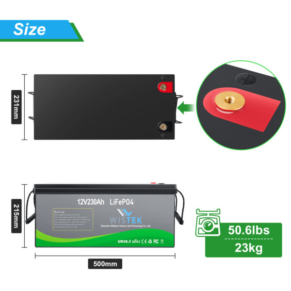 OEM ODM Black Casing12V 230Ah LiFePO4 Battery Pack